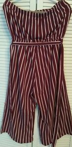 Ambience Burgundy Capri Strapless Jumpsuit Sz L